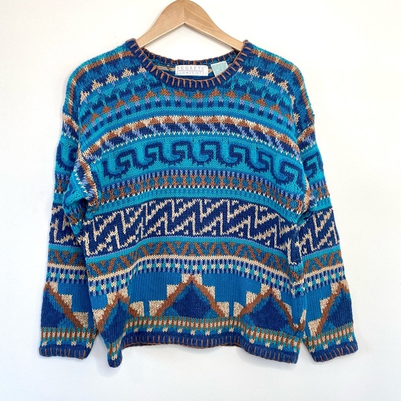 Vintage Sweaters - Vintage Oversized Chunky Knit Grandpa Sweater Y2K